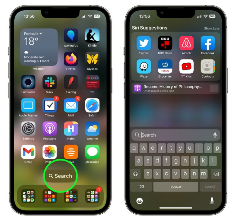 文山苹果手机维修分享升级到 iOS 16 后，如何删除主屏幕上的搜索按钮 