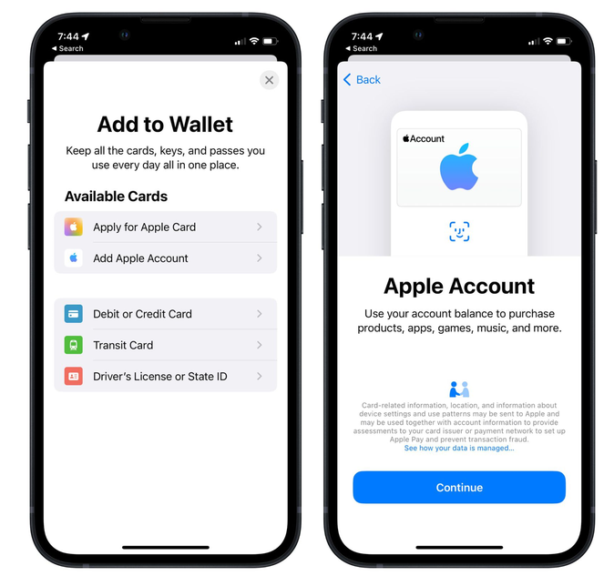文山苹果手机维修分享iOS 15.5钱包App如何添加 Apple 账户 